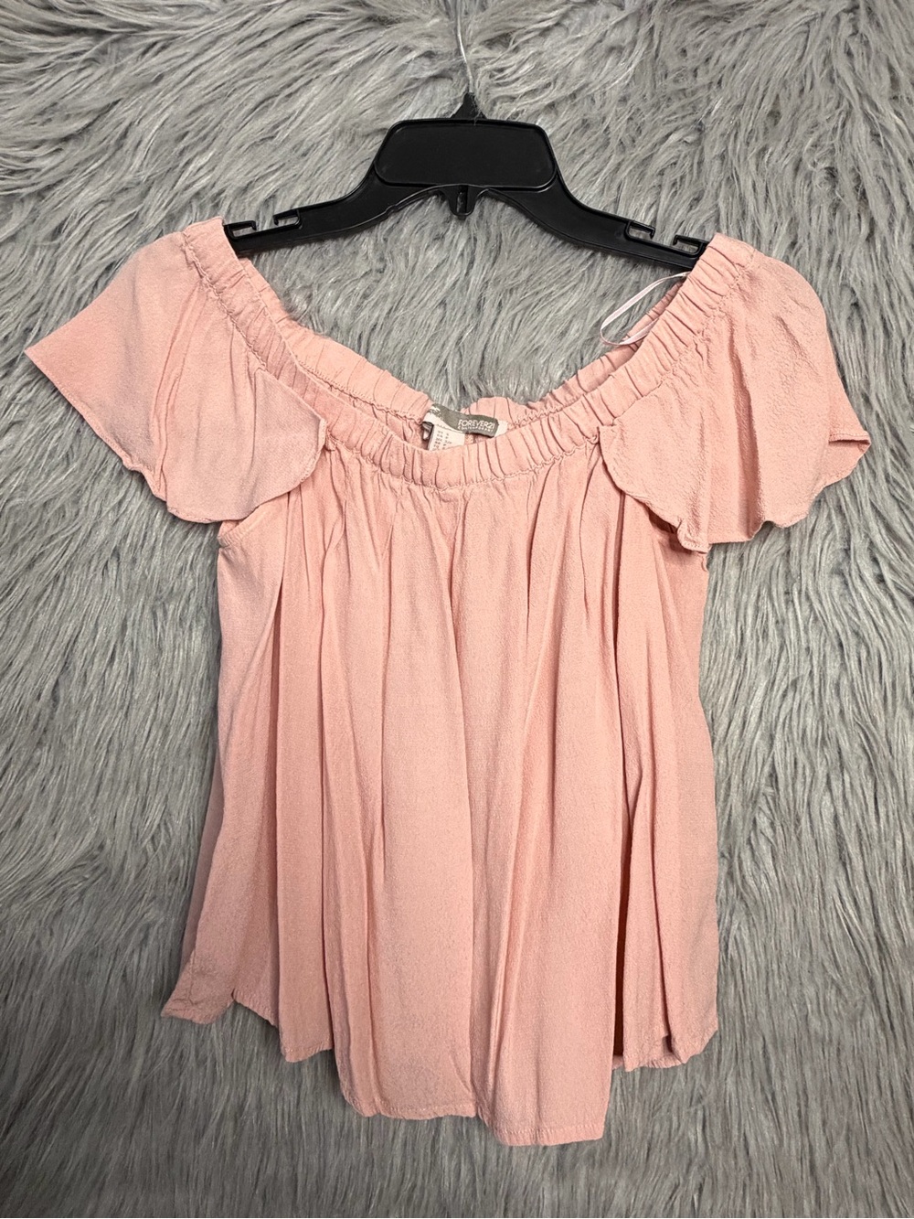 Forever 21 Blush Pink Off-Shoulder Flutter Sleeve Blouse